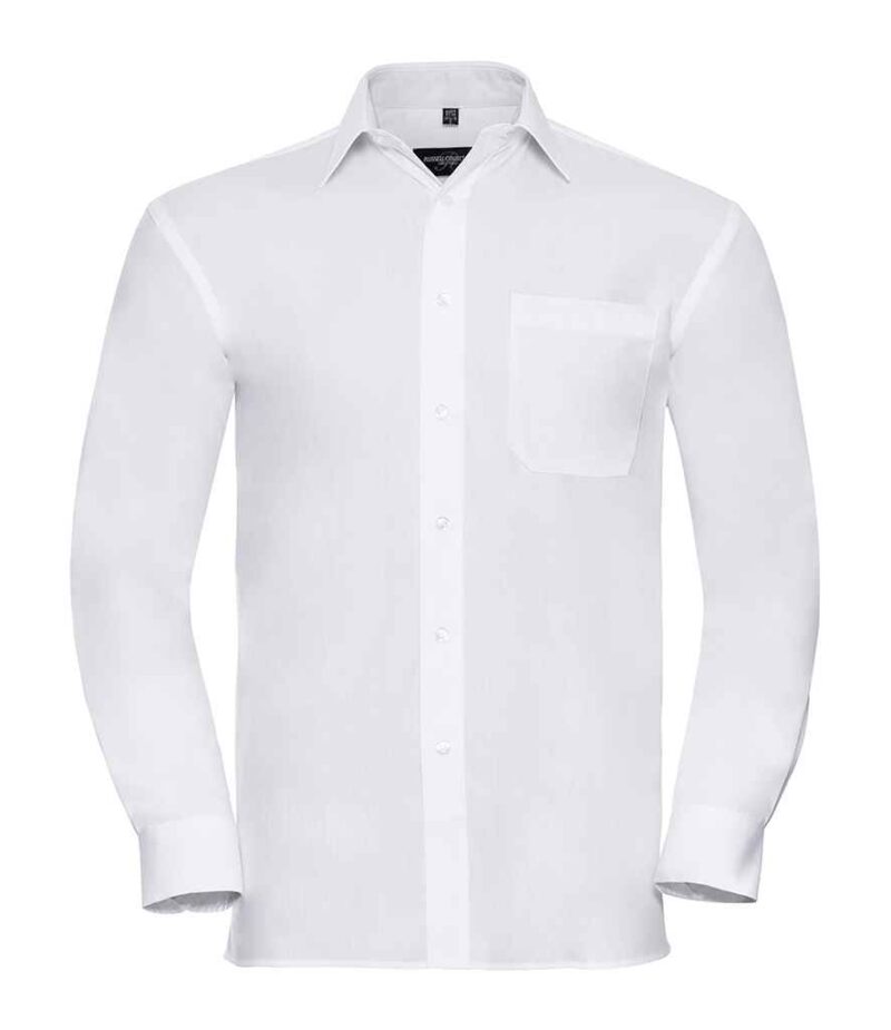 Russell Collection Long Sleeve Easy Care Cotton Poplin Shirt - Image 5