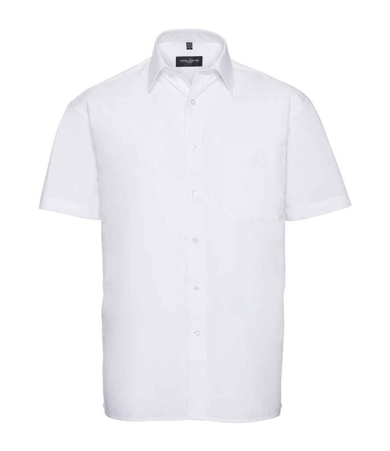 Russell Collection Short Sleeve Easy Care Cotton Poplin Shirt - Image 6