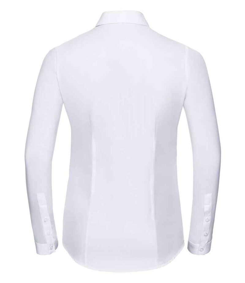 Russell Collection Ladies Long Sleeve Herringbone Shirt - Image 2