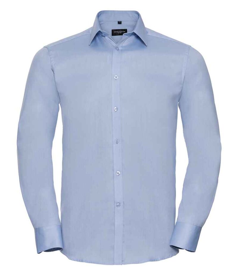 Russell Collection Long Sleeve Herringbone Shirt - Image 6