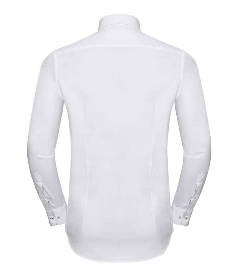 Russell Collection Long Sleeve Contrast Herringbone Shirt - Image 2