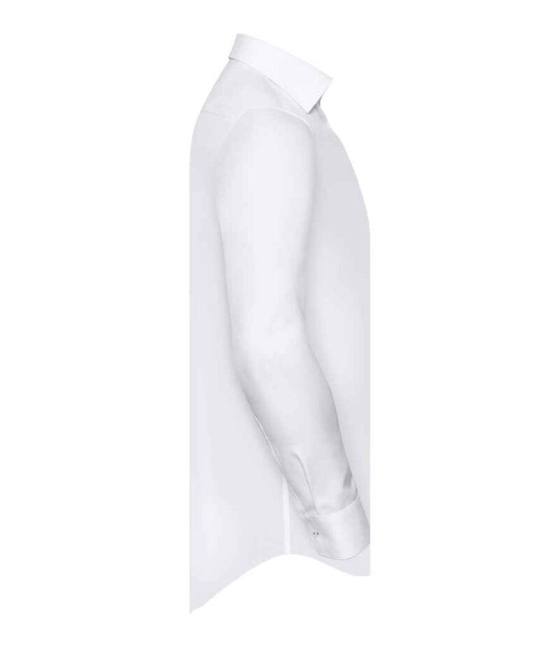 Russell Collection Long Sleeve Contrast Herringbone Shirt - Image 3