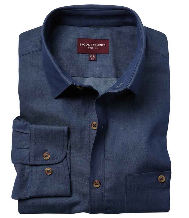 Brook Taverner Jasper Long Sleeve Chambray Shirt - Image 3