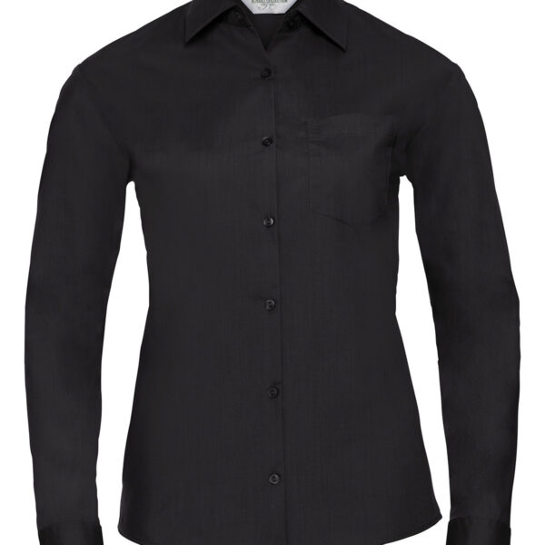 Women's long sleeve polycotton easycare poplin shirt - Image 3